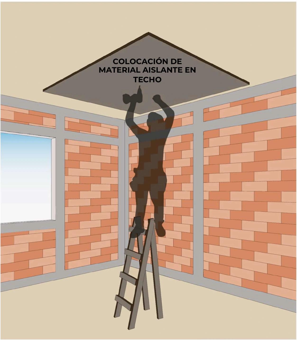 CONAVI-Abbildung von Dämmungseinbau unter einem Dach.
